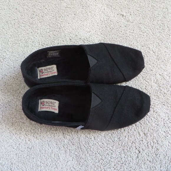 Bobs From Skechers Womens Flat Shoes Size 9 Memory Foam Wool Slip-On Black 34145 - Picture 6 of 10